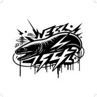 dier silhouet in graffiti label, heup hop, straat kunst typografie illustratie. vector