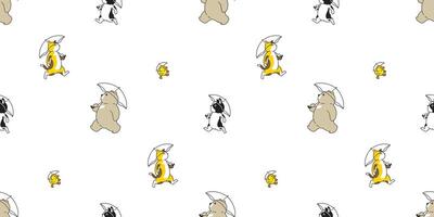 beer kat hond naadloos patroon Frans bulldog eend polair beer paraplu tekenfilm herhaling achtergrond tegel behang illustratie tekening ontwerp vector