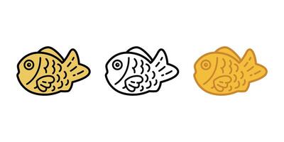 vis icoon taiyaki bakkerij voedsel tussendoortje Zalm tonijn tekenfilm symbool illustratie tekening ontwerp vector