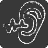 icoon oor inspectie. verwant naar medisch specialiteiten symbool. krijt stijl. gemakkelijk ontwerp illustratie vector