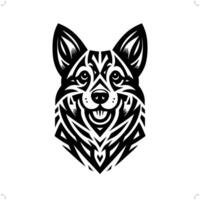 corgi hond in modern tribal tatoeëren, abstract lijn kunst van dieren, minimalistische contour. vector