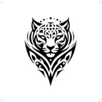 jaguar, sneeuw luipaard, panter in modern tribal tatoeëren, abstract lijn kunst van dieren, minimalistische contour. vector