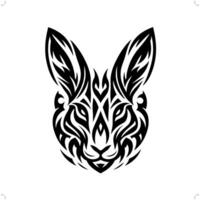 konijn in modern tribal tatoeëren, abstract lijn kunst van dieren, minimalistische contour. vector