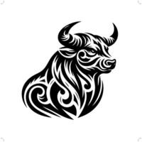 stier , koe in modern tribal tatoeëren, abstract lijn kunst van dieren, minimalistische contour. vector