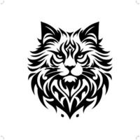 Perzisch, lappenpop kat in modern tribal tatoeëren, abstract lijn kunst van dieren, minimalistische contour. vector