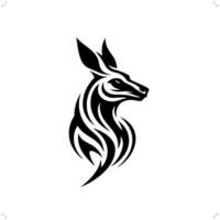 kangoeroe in modern tribal tatoeëren, abstract lijn kunst van dieren, minimalistische contour. vector