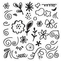 bloemen tekening ontwerp elementen.bloem tekening schetsen. hand- getrokken decoratief bladeren en kransen. illustratie. vector