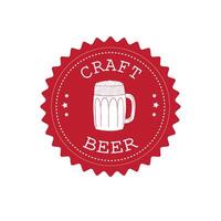 vlak retro ronde rood bier bar logo vector