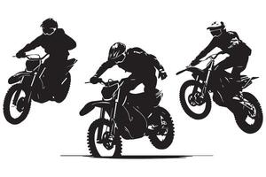 silhouet van een fietser aan het doen vrije stijl trucs Aan zijn motorfiets silhouet reeks vrij ontwerp vector