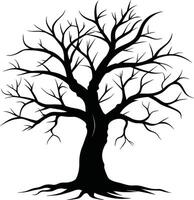 een zwart en wit silhouet van een dood boom vector
