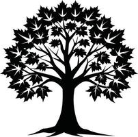 een zwart en wit silhouet van een esdoorn- boom vector