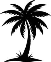 een verbijsterend palm boom silhouet gevangen genomen in tijdloos schoonheid vector