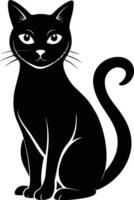 genade in stilte een silhouet van een zittend kat vector