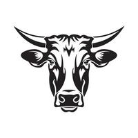 koe hoofd logo, zwart en wit koe vector