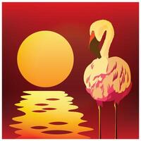 flamingo's Bij zonsondergang vector