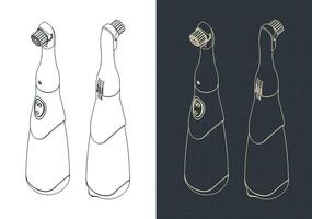 elektrisch tandenborstel isometrische blauwdrukken vector
