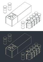 verpakking glas ampullen met geneeskunde voor injectie illustraties vector