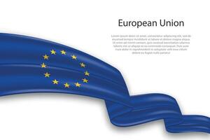 abstract golvend vlag van Europese unie Aan wit achtergrond vector