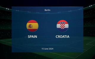 Spanje vs Kroatië. Europa Amerikaans voetbal toernooi 2024 vector