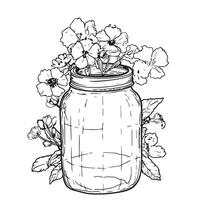 pot van bloemen hand- getrokken schetsen illustratie vector