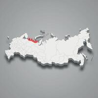 nenets regio plaats binnen Rusland 3d kaart vector