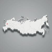 tula regio plaats binnen Rusland 3d kaart vector