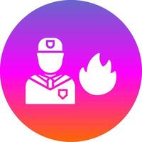 brandweerman glyph helling cirkel icoon ontwerp vector