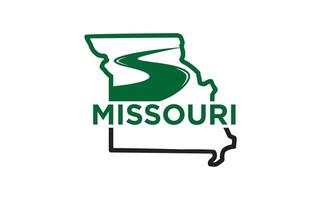 Missouri staat kaart schets met rivier- logo ontwerp sjabloon vector