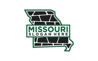 Missouri staat kaart schets met rivier- logo ontwerp sjabloon vector