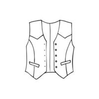 hand getekend cowboy vest. Mannen kleding in tekening stijl. illustratie van een Mannen cowboy traditioneel kledingstuk. geïsoleerd Aan wit achtergrond. vector