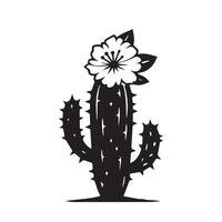 een cactus silhouet met een bloeiend bloem boven vector