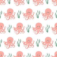 schattig Octopus naadloos patroon. modieus sjabloon met zee schepsels voor omhulsel papier, behang, stickers, textiel. vector