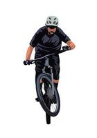 een Mens rijden fiets sport atleet geïsoleerd Aan wit achtergrond voor achtergrond ontwerp. vector