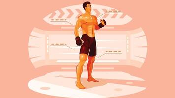 bokser sport- Mens in een boksen ring geïsoleerd illustratie vector