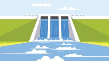 achtergrond elektriciteit generatie water dam in een rivier- illustratie vector