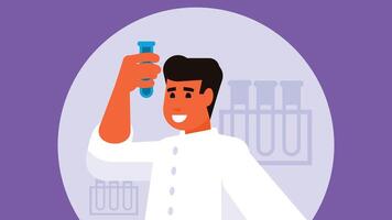 laboratorium onderzoeker met monster laboratorium buizen illustratie vector