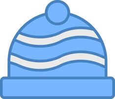 winter hoed lijn gevulde blauw icoon vector
