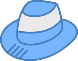 fedora lijn gevulde blauw icoon vector