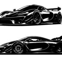 zwart en wit illustratie van een hypercar sport- auto vector