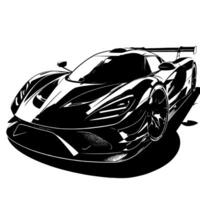 zwart en wit illustratie van een hypercar sport- auto vector