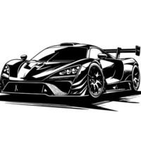 zwart en wit illustratie van een hypercar sport- auto vector