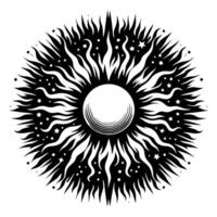 zwart en wit illustratie van de zon vector