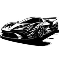 zwart en wit illustratie van een hypercar sport- auto vector