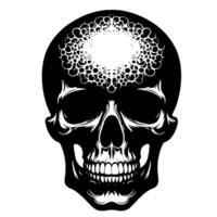 zwart en wit illustratie van een menselijk schedel vector