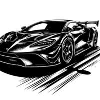 zwart en wit illustratie van een hypercar sport- auto vector