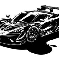 zwart en wit illustratie van een hypercar sport- auto vector