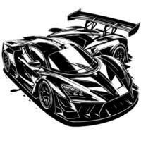 zwart en wit illustratie van een hypercar sport- auto vector