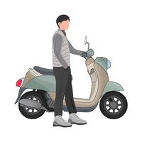 illustratie van Mens met scooter vector