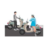 illustratie van rijden scooter vector