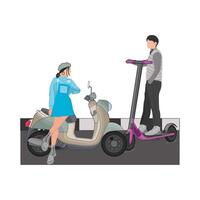 illustratie van rijden scooter vector